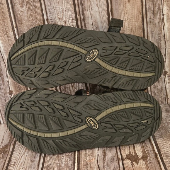 Sz 11 M Mens Chaco Z1 Classic Gray Orange Striped Sport Hiking Sandals VGUC!
